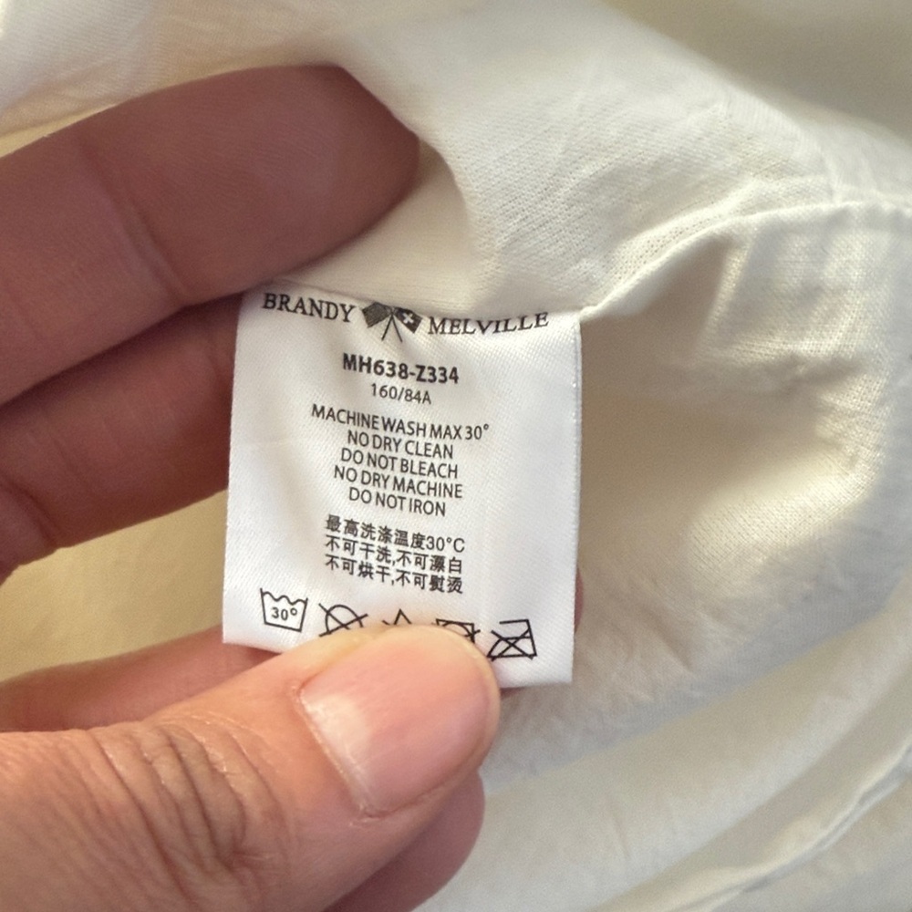 Brandy Melville White Mini Dress Button Drown Cotton - Picture 7 of 8
